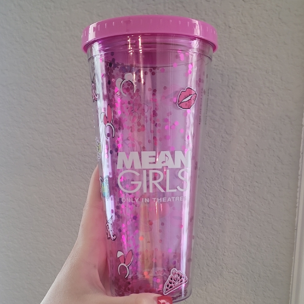 Mean Girls Pink Glitter Tumbler with Lid